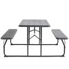 Gardenised Gray Outdoor Foldable Woodgrain Portable Picnic Table Set QI003910GY